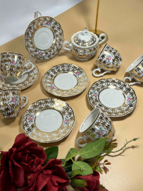 Часть кофейного сервиза, Moritz Zdekauer Чехословакия. Фарфор, деколь, золото. Цена за 11пр. Картинка 1